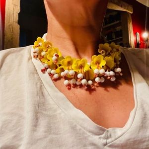 Vintage Haskell celluloid flower necklace. Incredible piece!